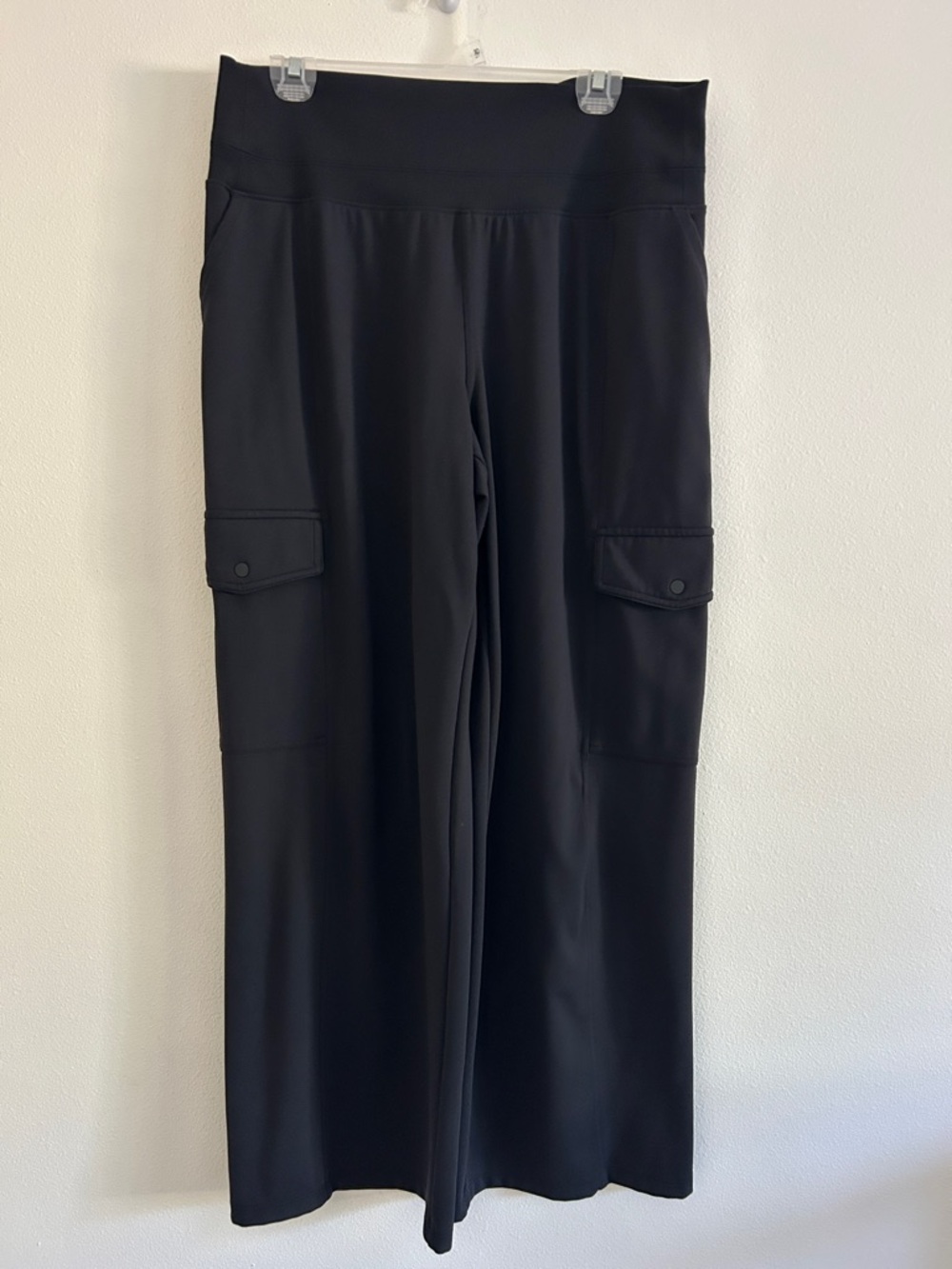 Athleta Venice High Rise Wide Leg Cargo Pants Pull On Black Size Large